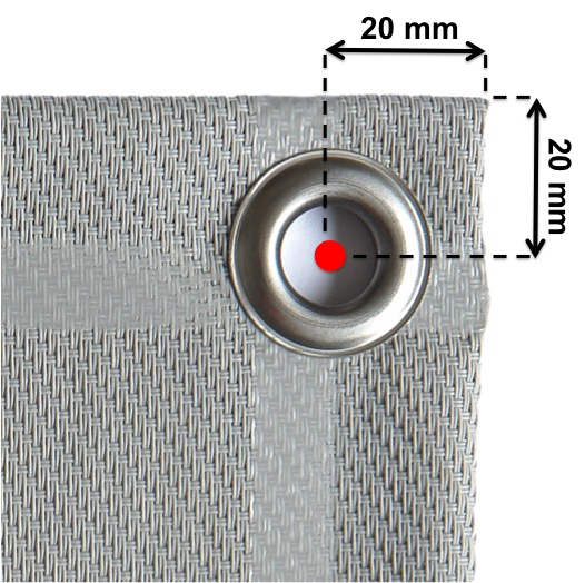 Screendoek zeilringen afmetingen Zonwering Screen Doek op maat Meetinstructie Intershades